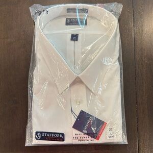 Stafford NWT White Formal Big Fit Super Shirt,‎ 22/38-39 (5XL)